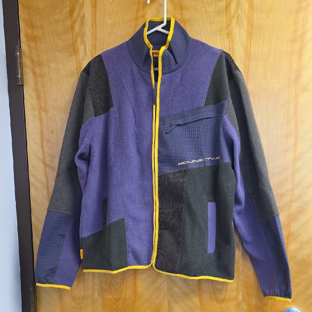 Round Two Tech Fleece Full Zip Purple and Gray Jacket Men's M Women's L